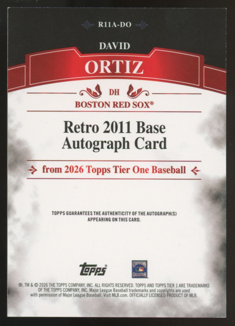 2026 Topps Tier One David Ortiz Retro 2011 Auto /25 #R11A-DO