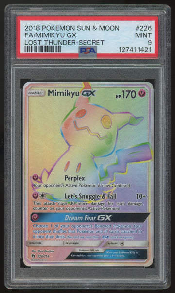 2018 Pokemon Mimikyu GX Lost Thunder Secret Full Art #226 PSA 9