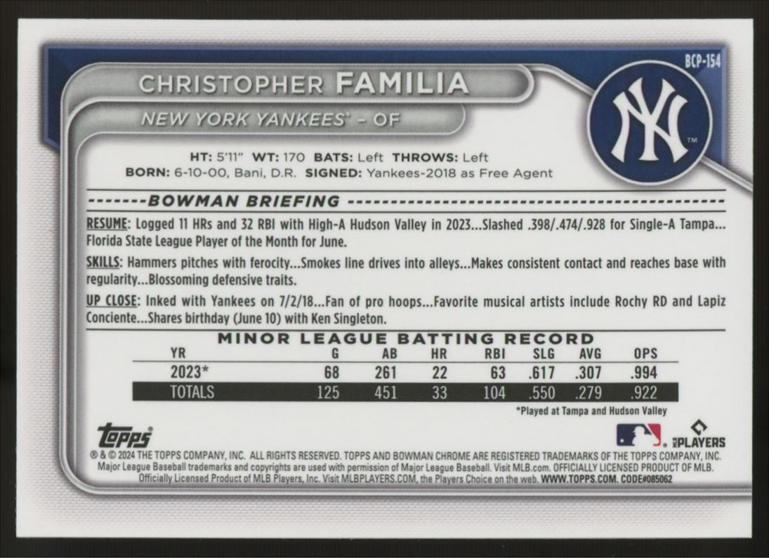 2024 Bowman Chrome Christopher Familia 1st Reptilian Gold /50 #BCP-154