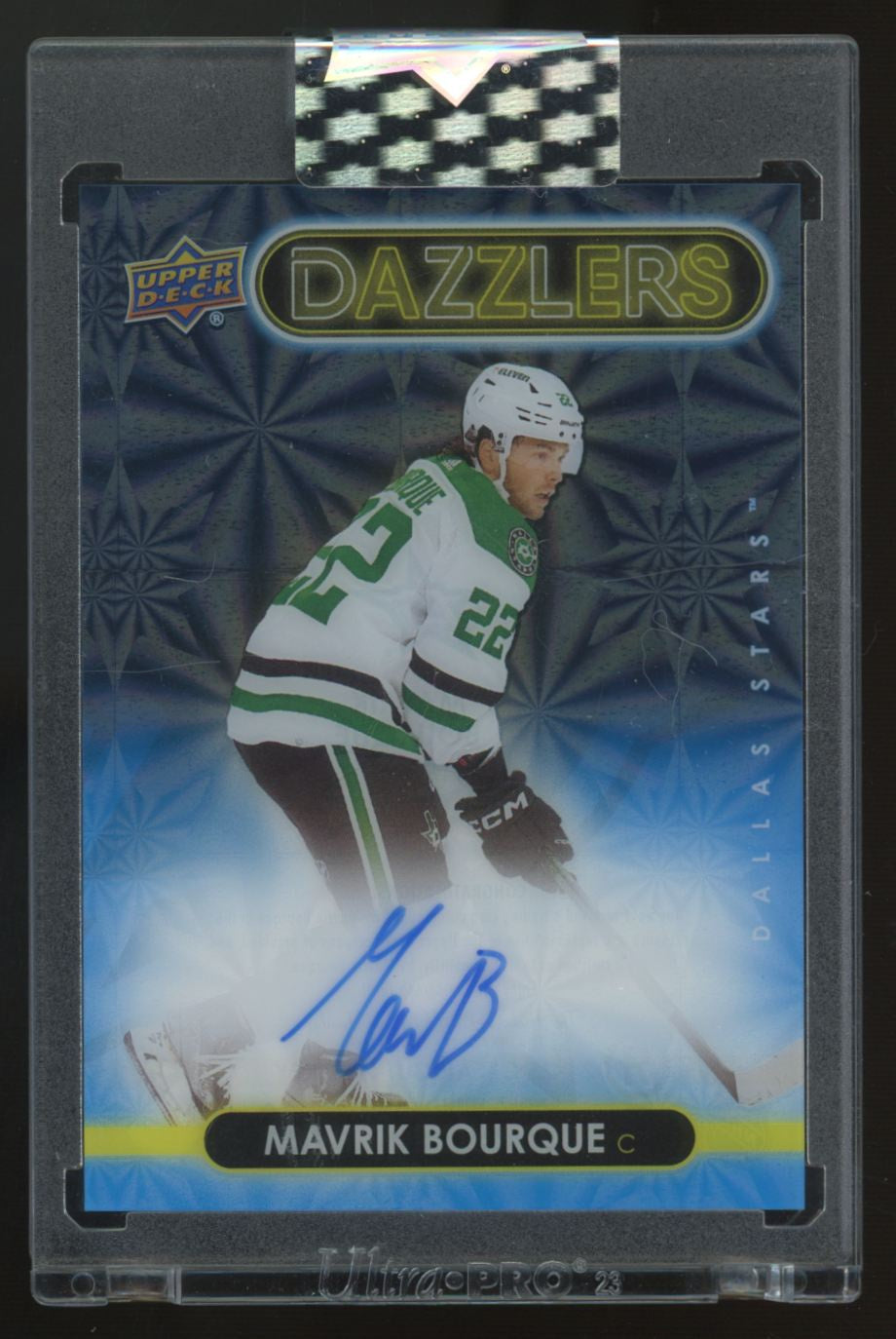2024-25 Upper Deck Clear Cut Mavrik Bourque Blue Dazzlers Auto #DA-BM