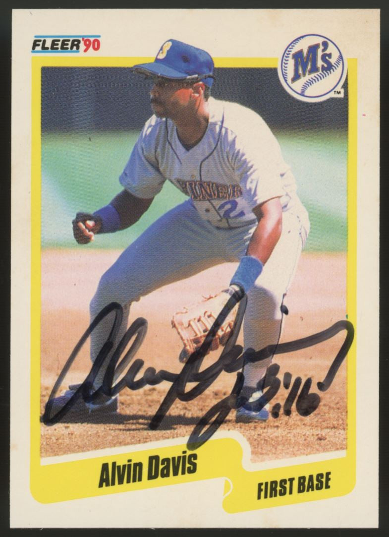 1990 Fleer Alvin Davis #512 Signed Auto JSA