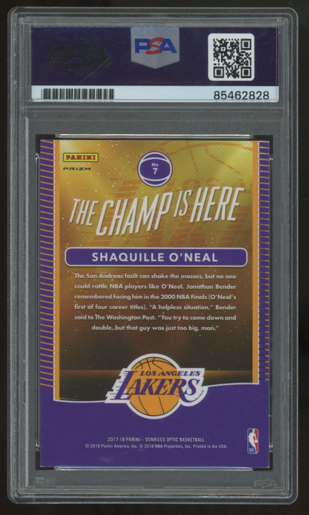 2017-18 Donruss Optic Shaquille O'Neal The Champ Holo Signed Auto PSA Authentic