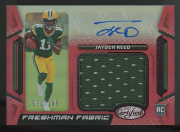 2023 Certified Jayden Reed RC Red Freshman Fabric Patch Auto RPA /199 #FFMS-19