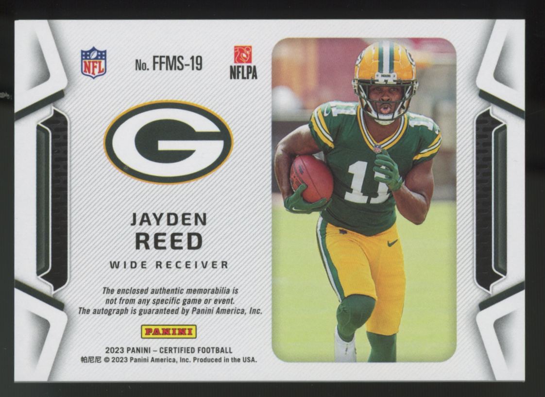 2023 Certified Jayden Reed RC Red Freshman Fabric Patch Auto RPA /199 #FFMS-19