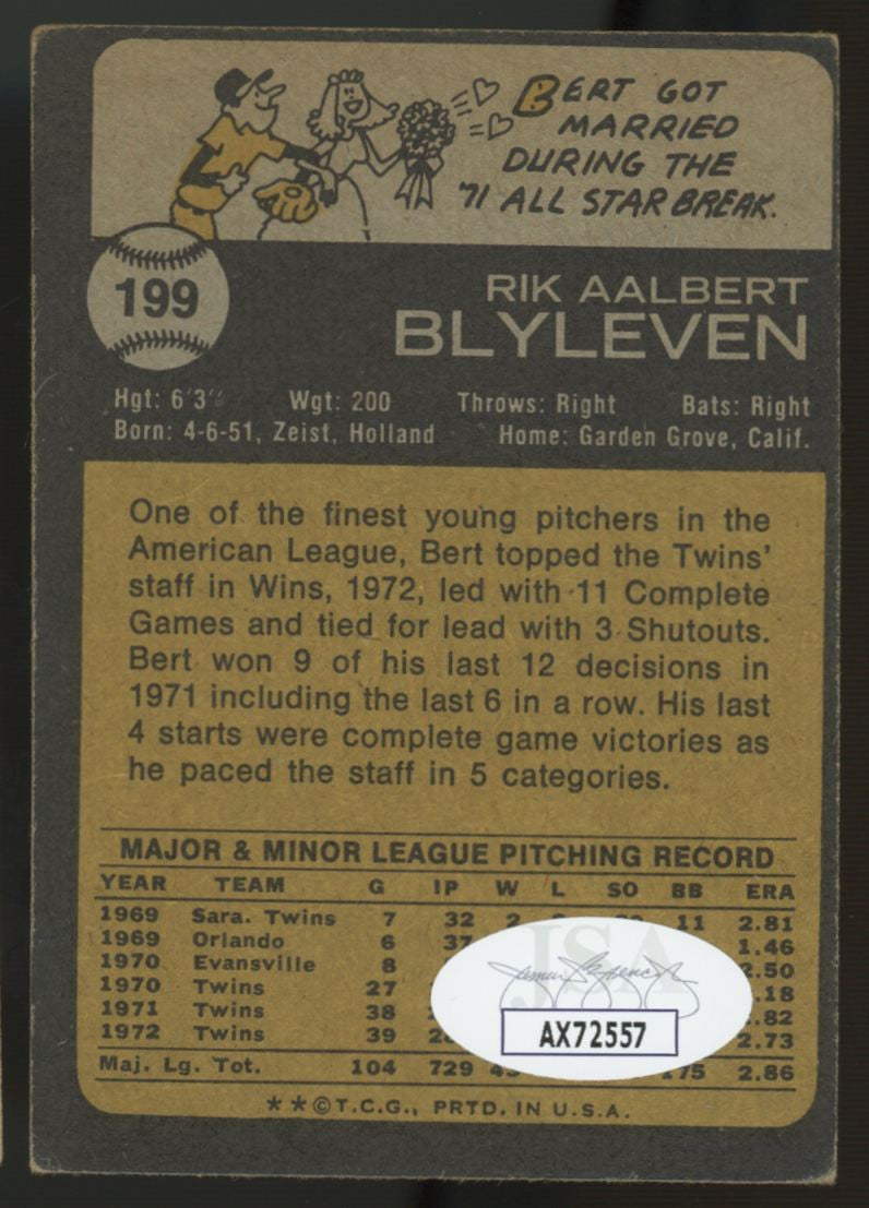 1973 Topps Bert Blyleven #199 Signed Autographed Card JSA