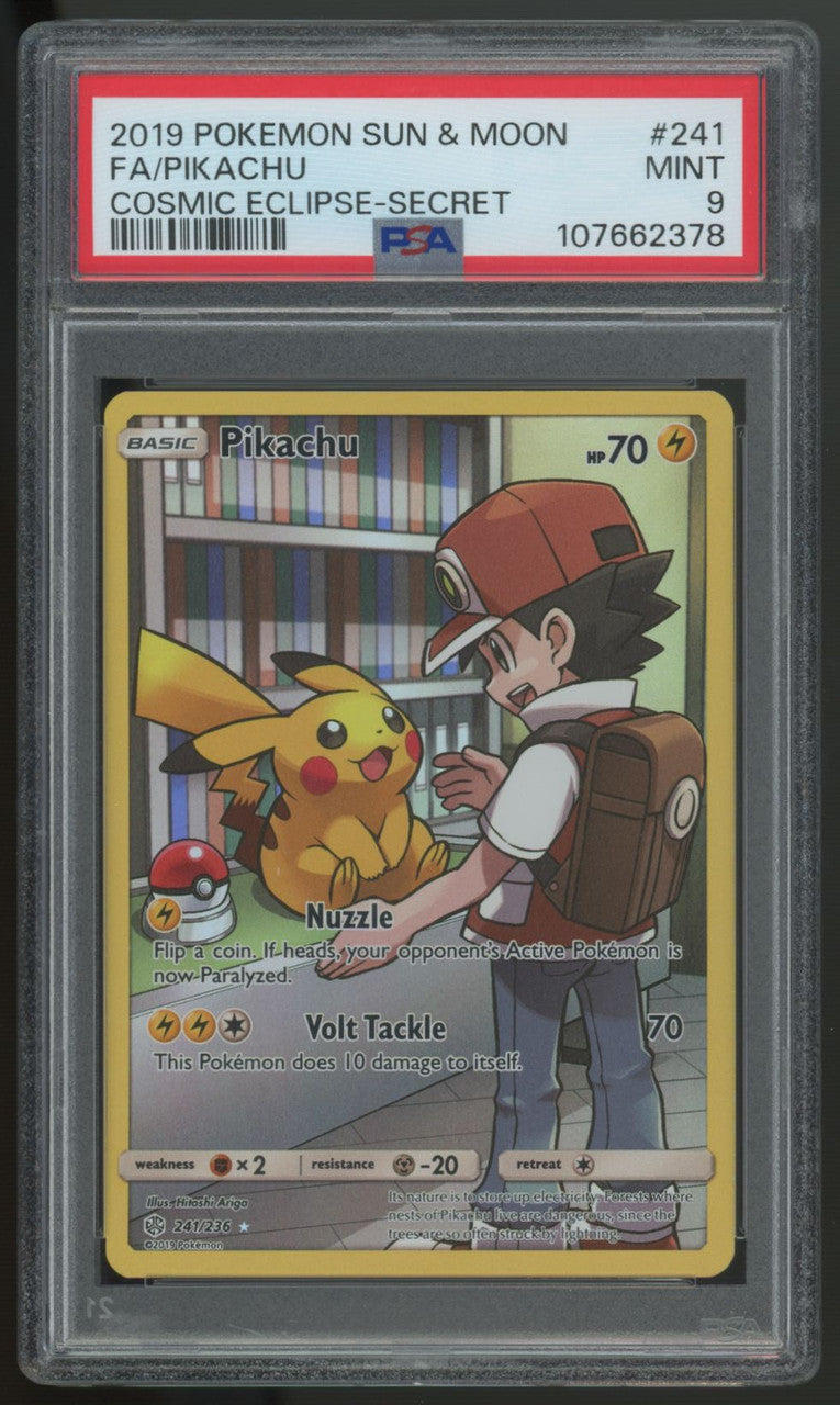 2019 Pokemon Pikachu Cosmic Eclipse Secret Full Art #241 PSA 9