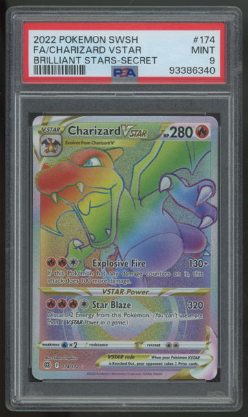 2022 Pokemon Charizard VStar Brilliant Stars Secret Rare #174 PSA 9