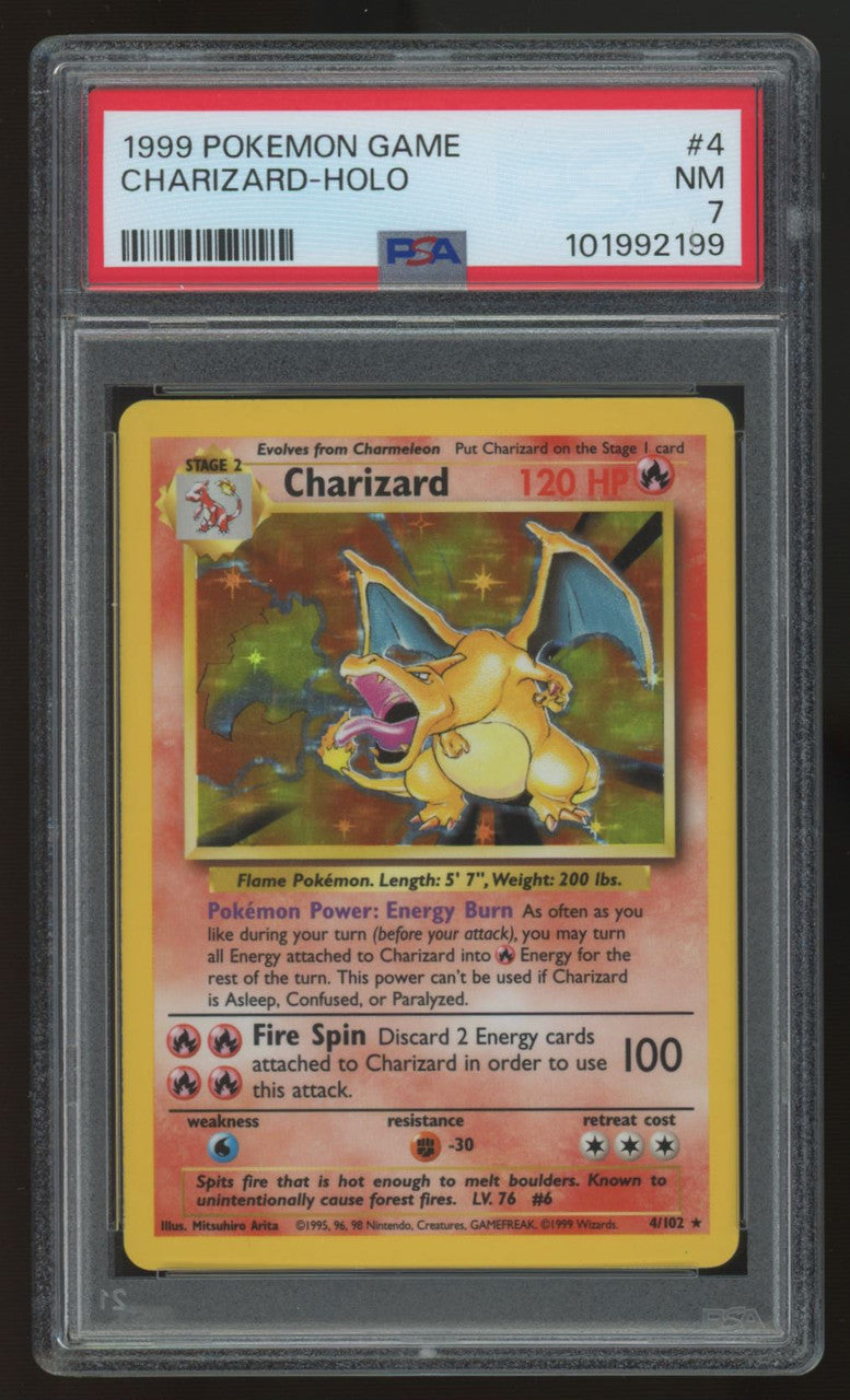 1999 Pokemon Charizard Base Set Unlimited Holo #4 PSA 7