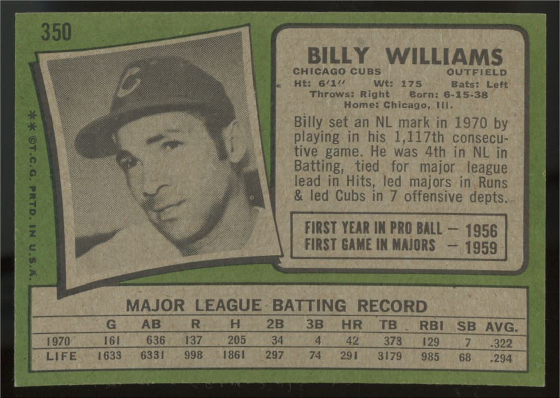 1971 Topps Billy Williams #350 NM