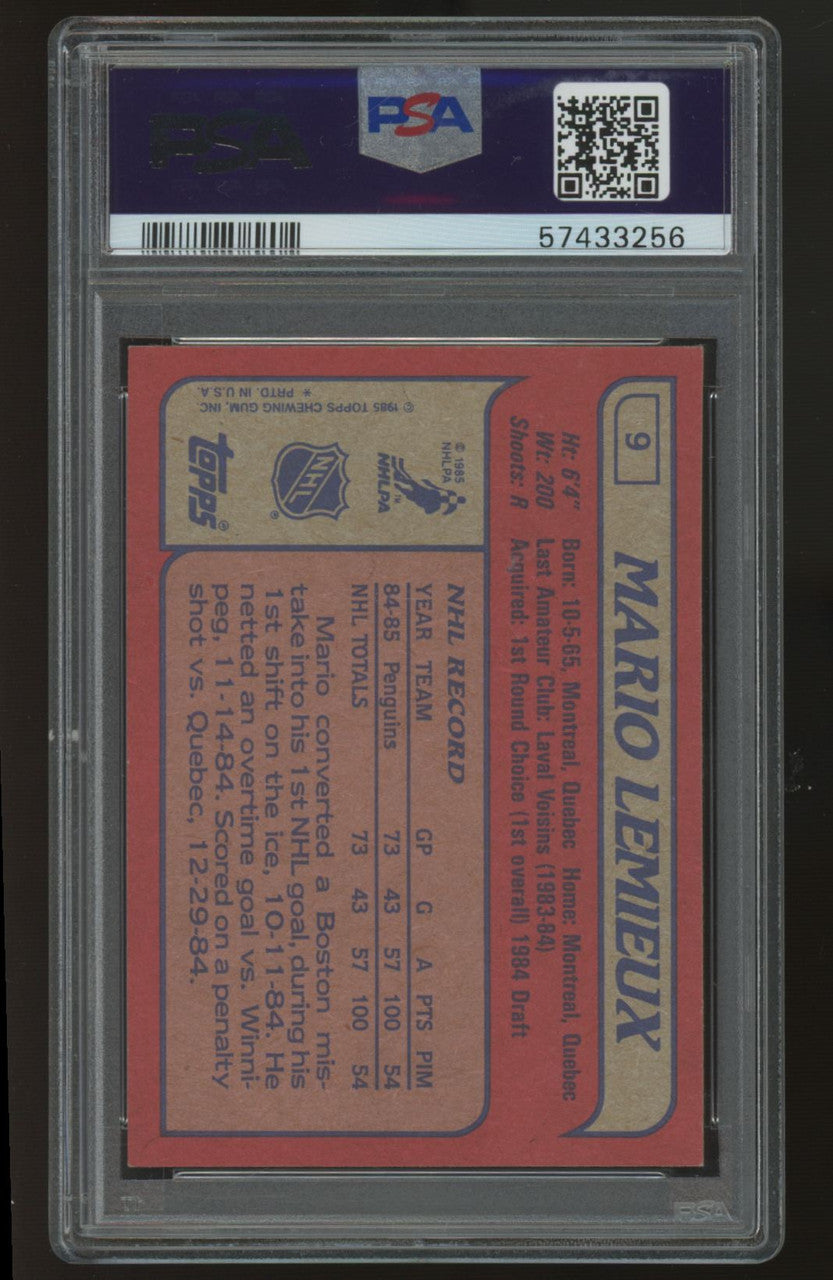 1985/86 Topps Mario Lemieux RC #9 PSA 9
