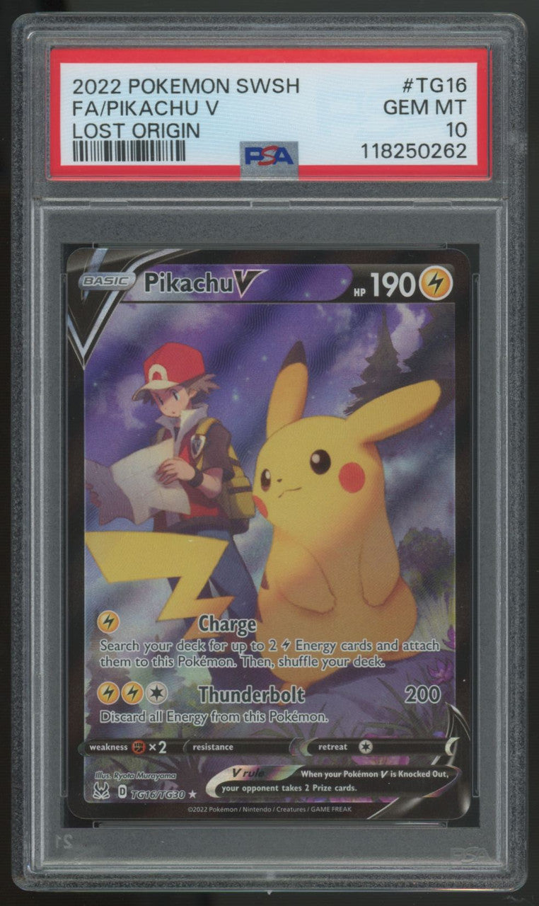 2022 Pokemon Pikachu V Lost Origin Full Art #TG16 PSA 10