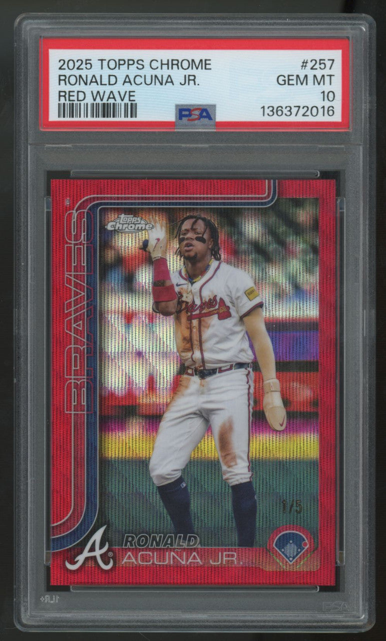 2025 Topps Chrome Ronald Acuna Jr. Red Wave /5 #257 PSA 10