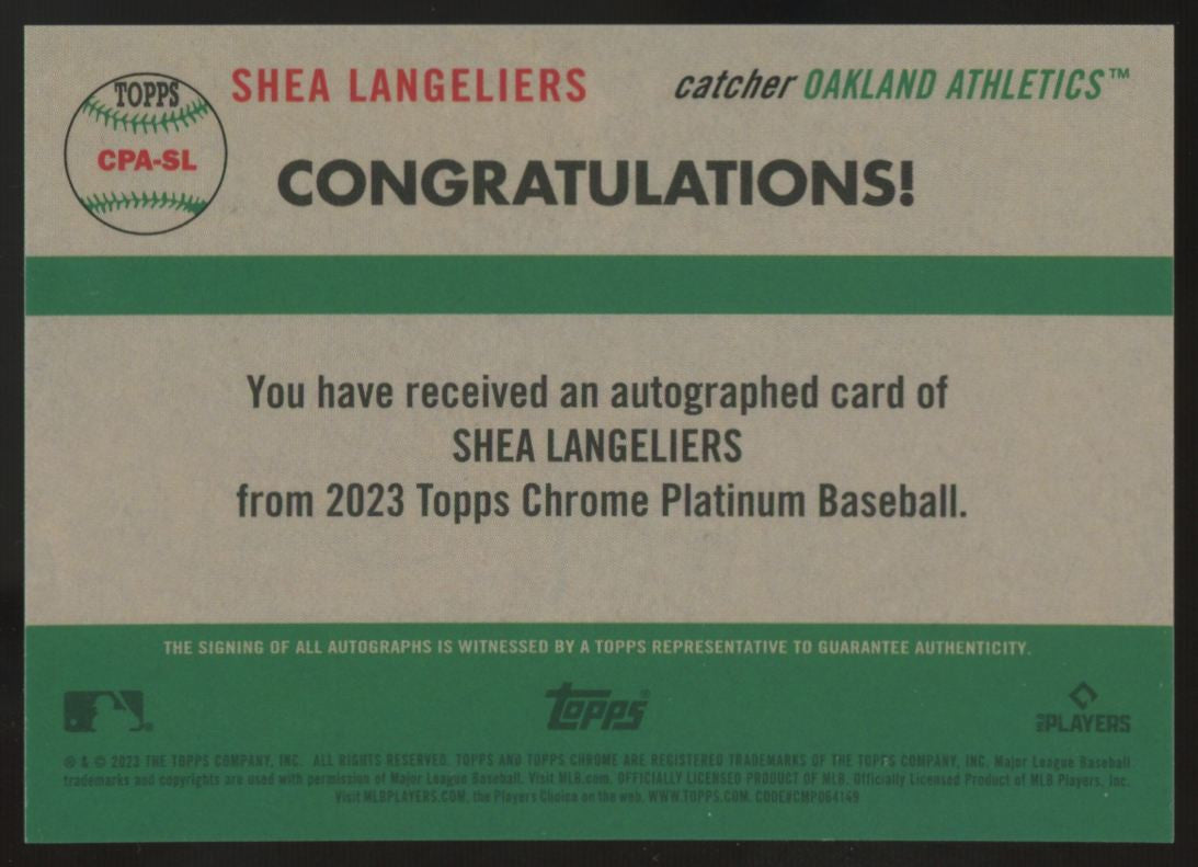 2023 Topps Chrome Platinum Anniversary Shea Langeliers RC Auto #CPA-SL