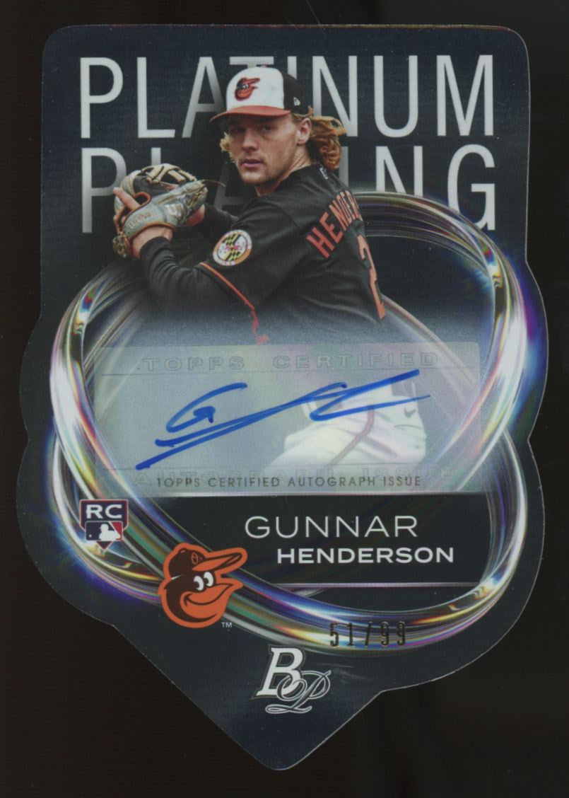 2023 Bowman Platinum Gunnar Henderson RC Plating Die-Cut Auto /99 #PPD-1