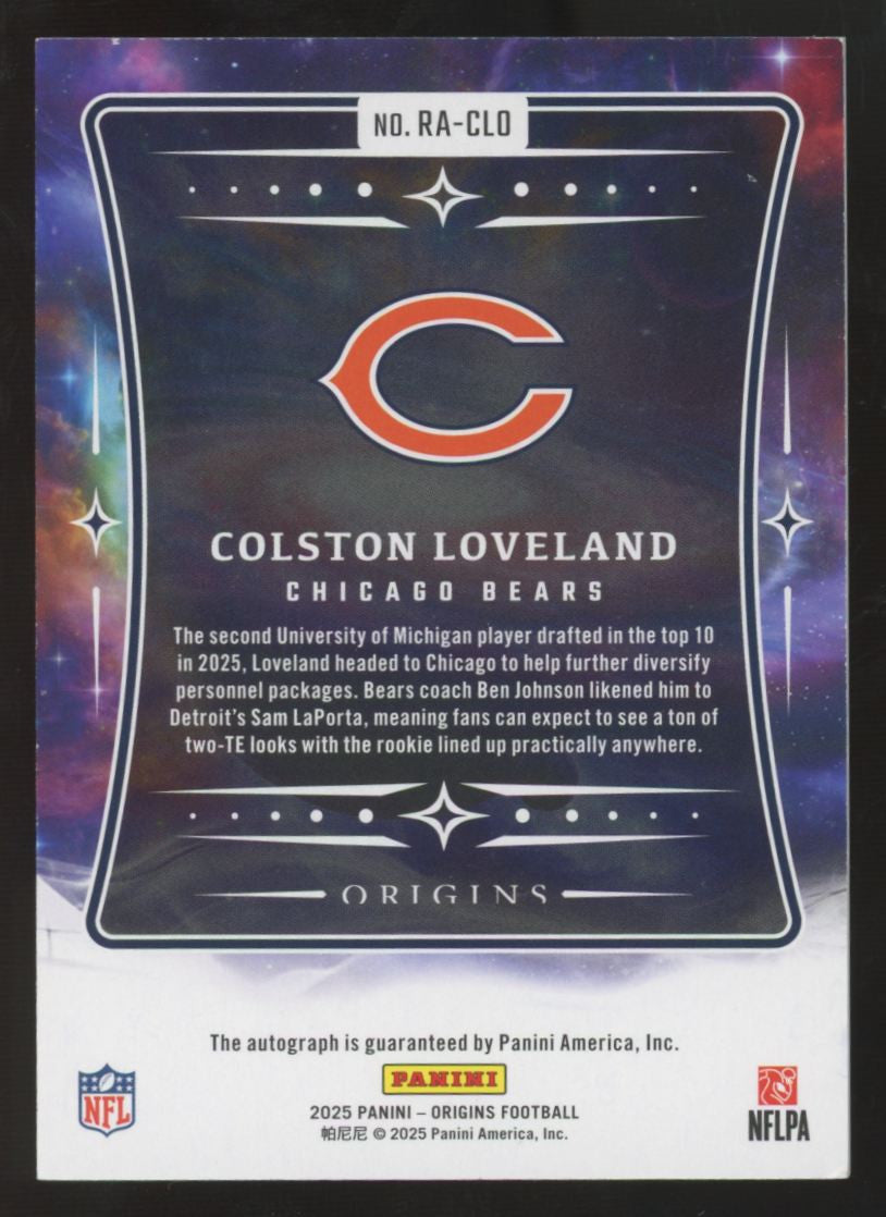 2025 Panini Origins Colston Loveland RC Red Auto /99 #RA-CLD