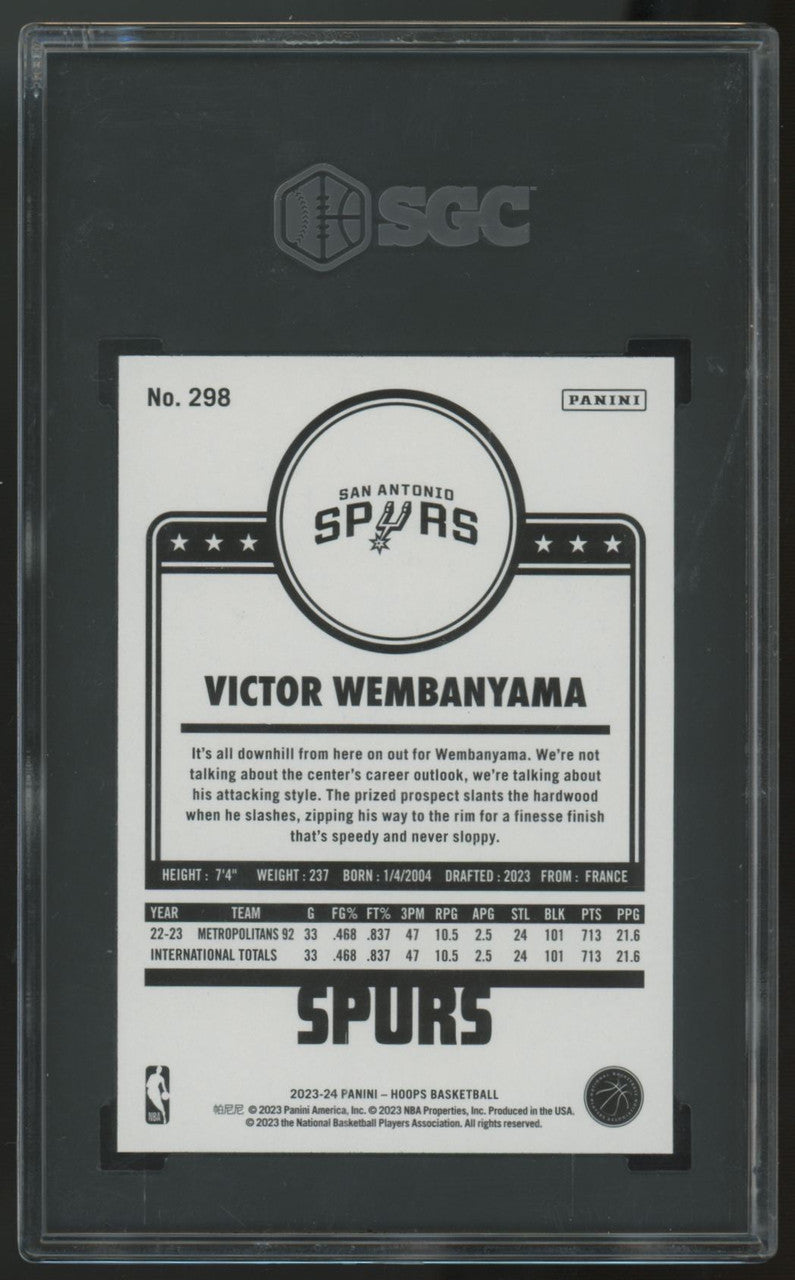 2023-24 Panini Hoops Victor Wembanyama RC #298 SGC 10