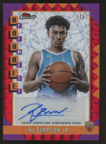 2024/25 Topps Finest KJ Simpson Jr. RC Auto Red Refractor /5 #RFA-KS