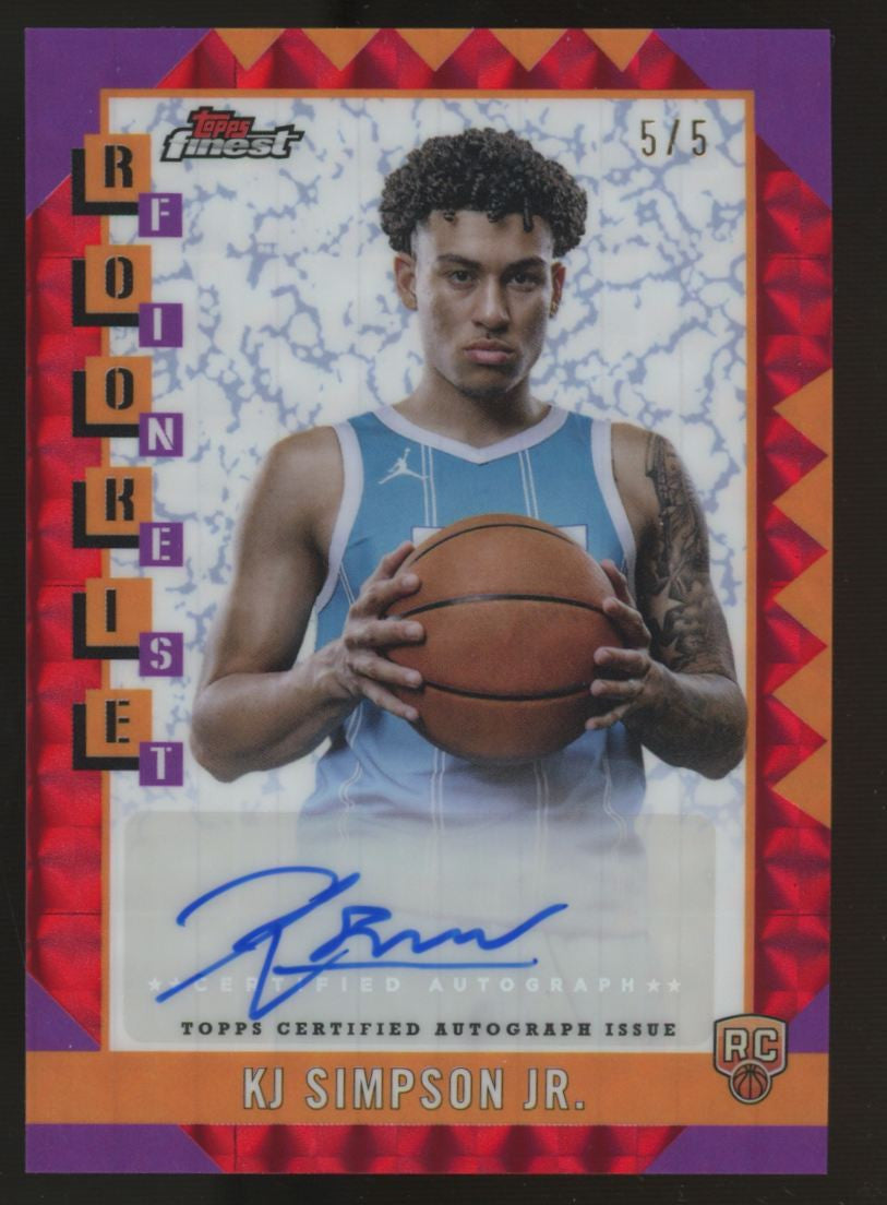 2024/25 Topps Finest KJ Simpson Jr. RC Auto Red Refractor /5 #RFA-KS