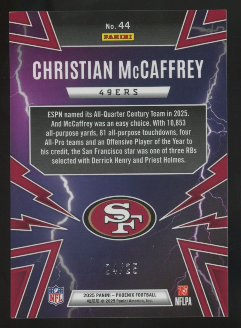 2025 Panini Phoenix Christian McCaffrey Green Seismic Thunderbirds /25 #44