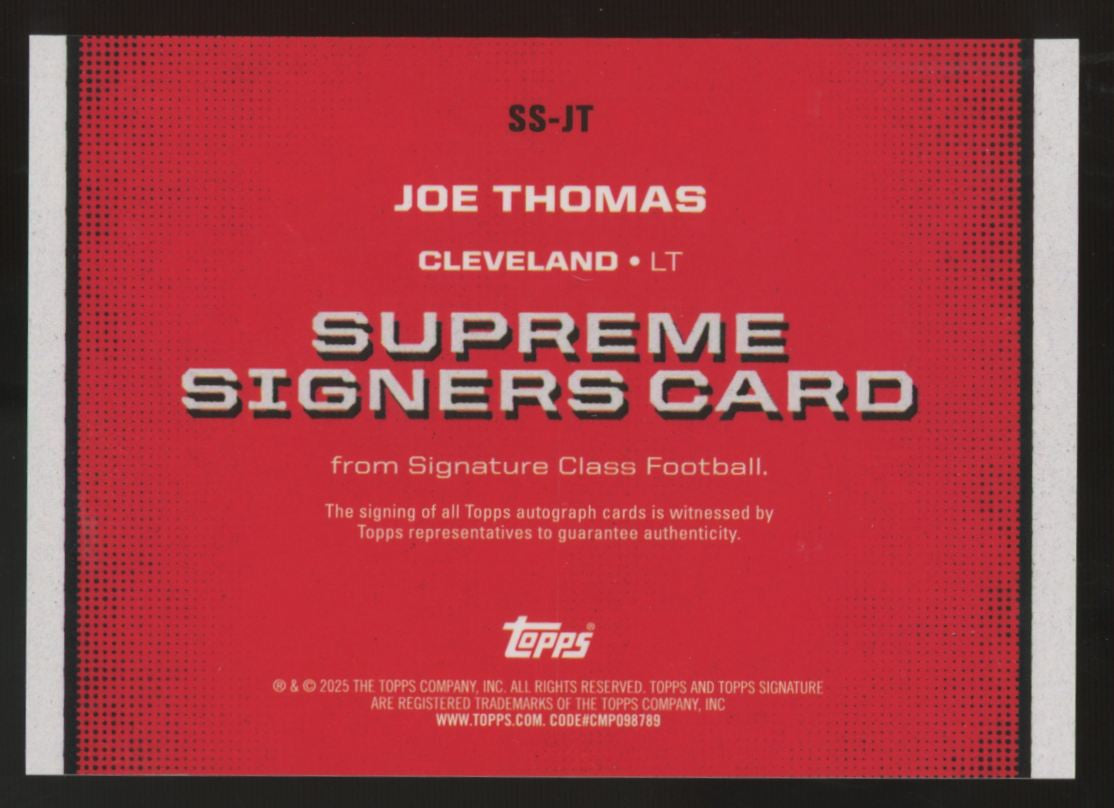 2024 Topps Signature Class Joe Thomas Supreme Signers Auto /25 #SS-JT