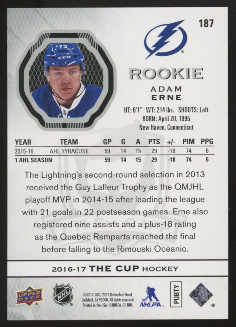 2016-17 Upper Deck The Cup Adam Erne RC /249 #187