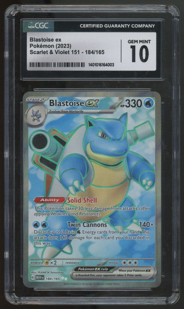2023 Pokemon Blastoise ex Scarlet & Violet 151 #184 CGC 10