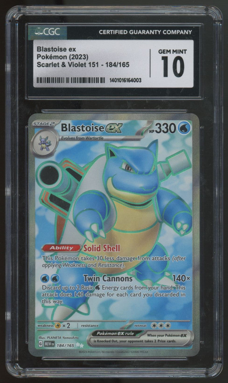2023 Pokemon Blastoise ex Scarlet & Violet 151 #184 CGC 10