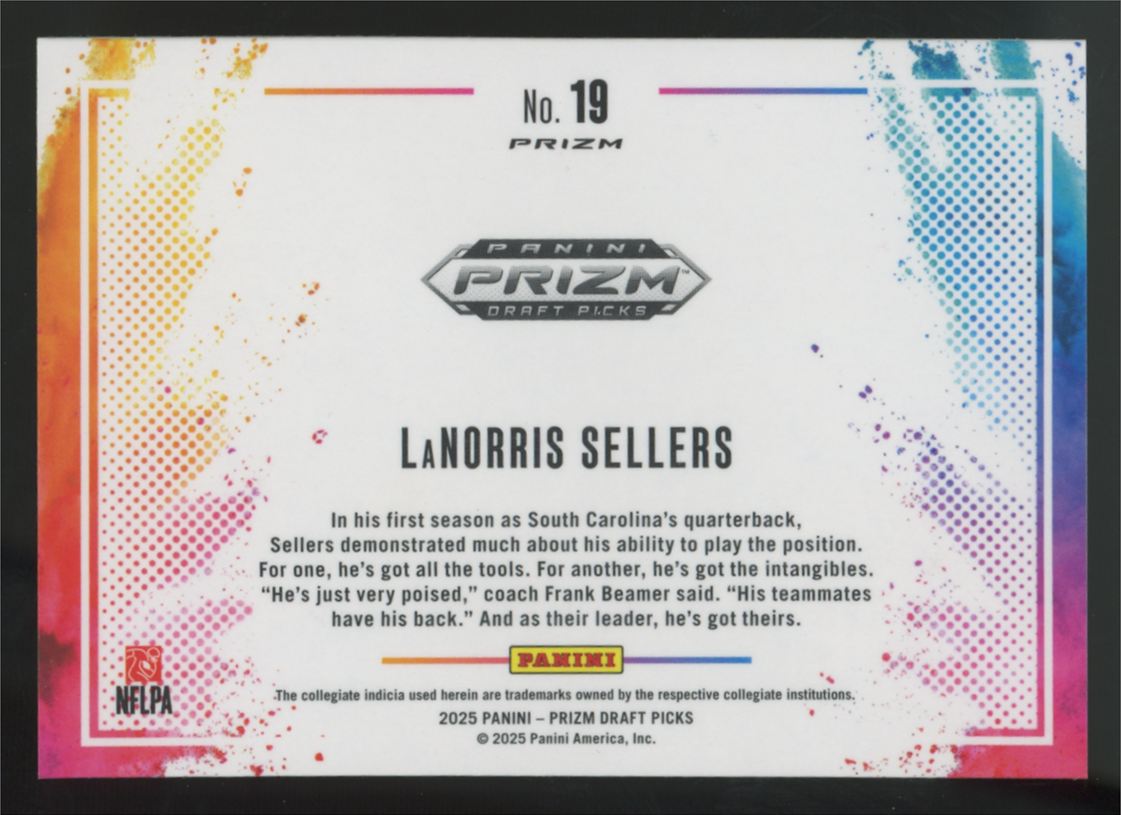 2025 Prizm Draft Picks LaNorris Sellers Rated Prospect Black Color Blast SSP #19