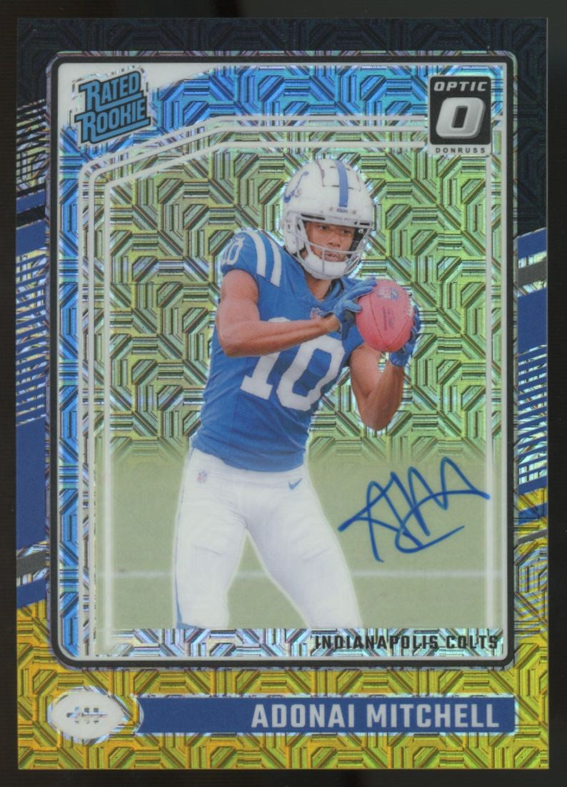 2024 Donruss Optic Adonai Mitchell RC Rated Rookie Black Gold Auto /60 #203