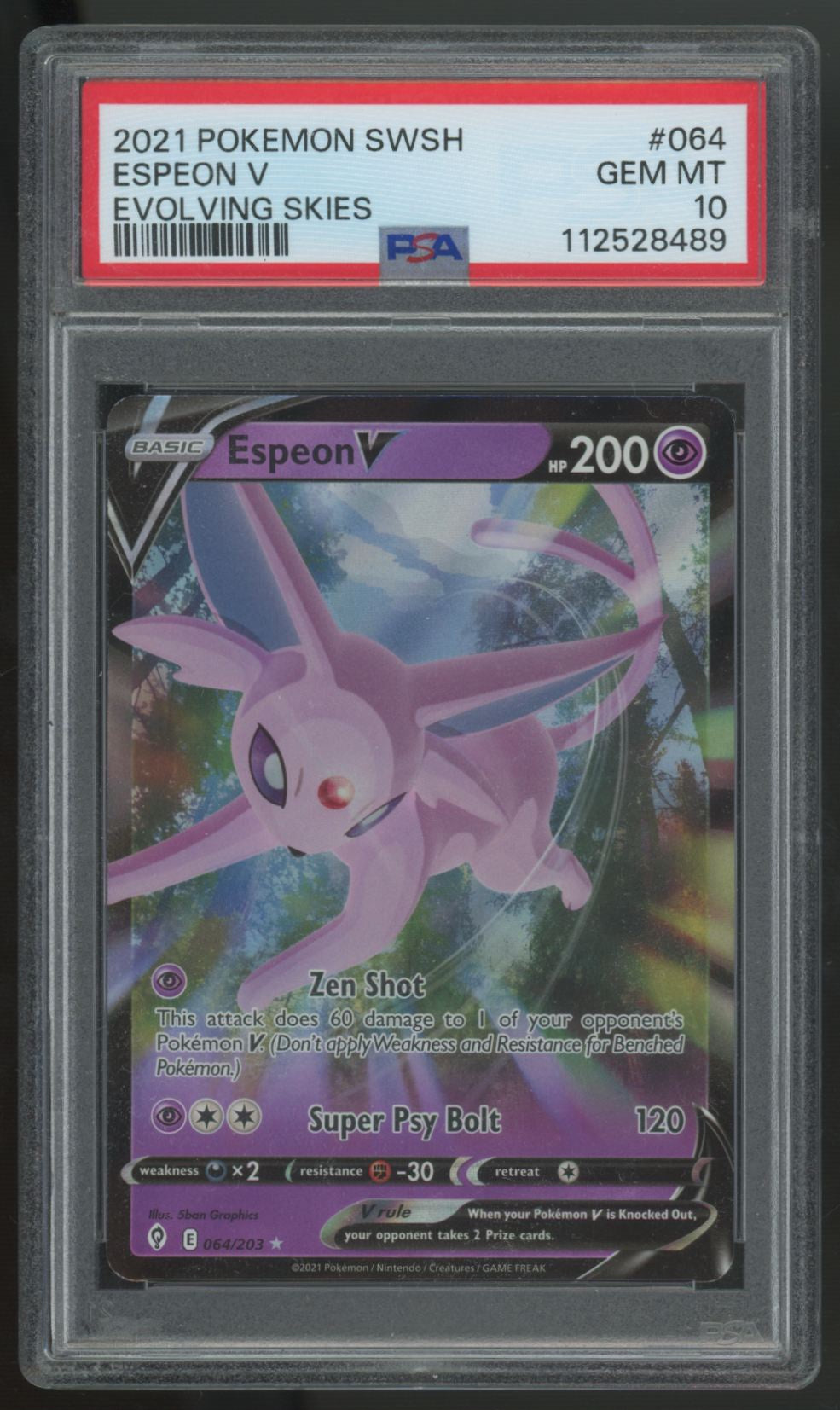 2021 Pokemon Espeon V Evolving Skies Holo #64 PSA 10