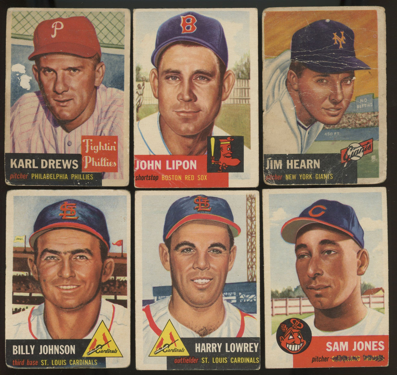 1953 Topps Baseball Lot Of 24 Low Grade Podres Loes Black
