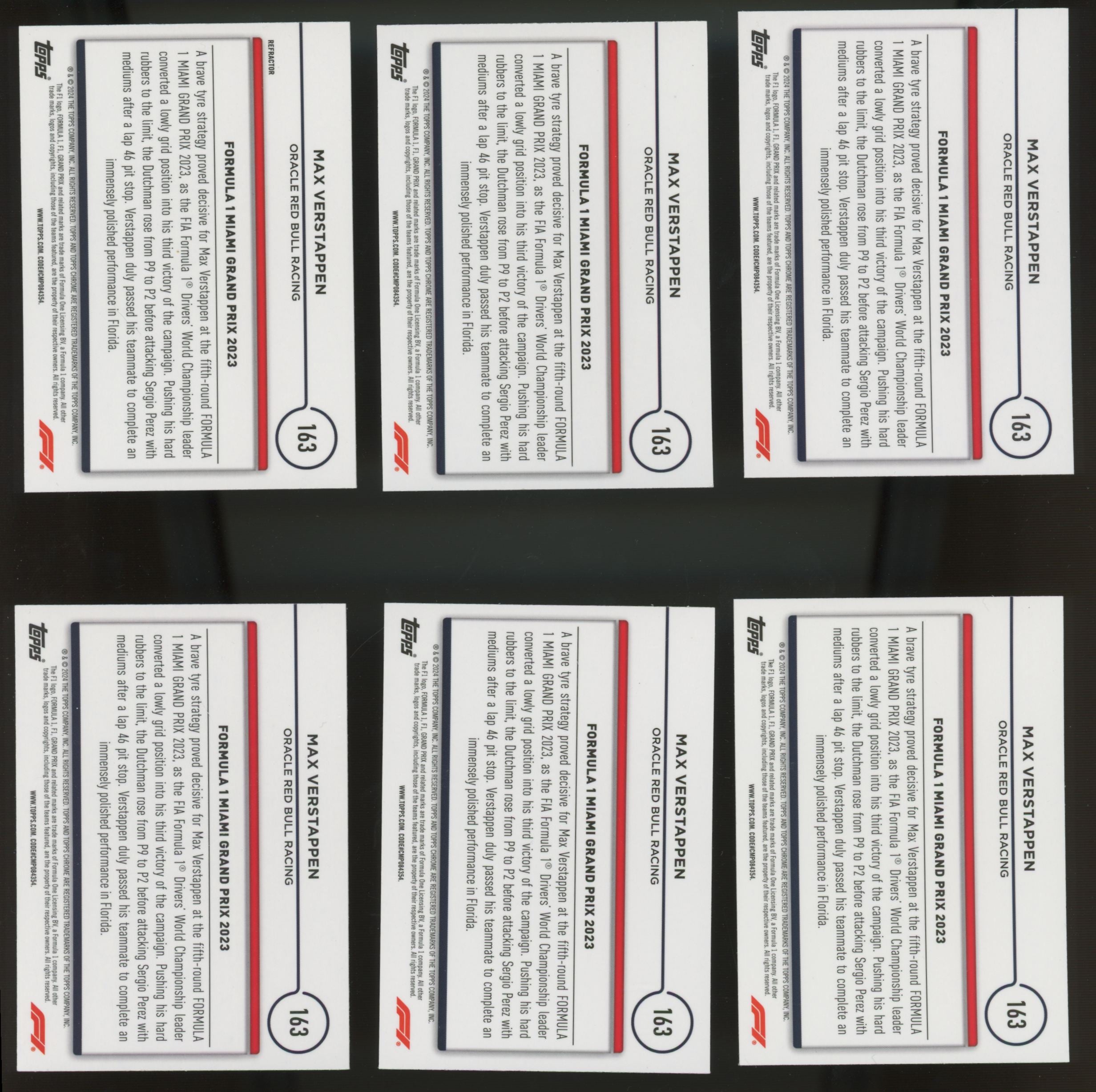 2024 Topps Chrome F1 Max Verstappen Grand Prix #163 Rainbow Lot of 11