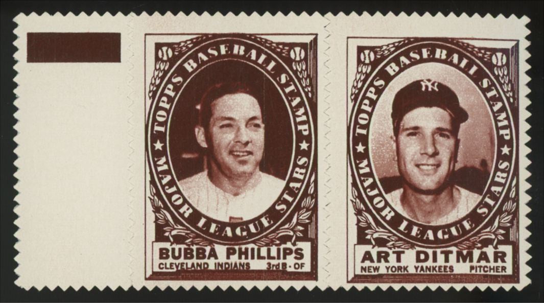 1961 Topps Bubba Phillips / Art Ditmar Stamp Panel NM