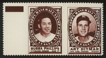1961 Topps Bubba Phillips / Art Ditmar Stamp Panel NM