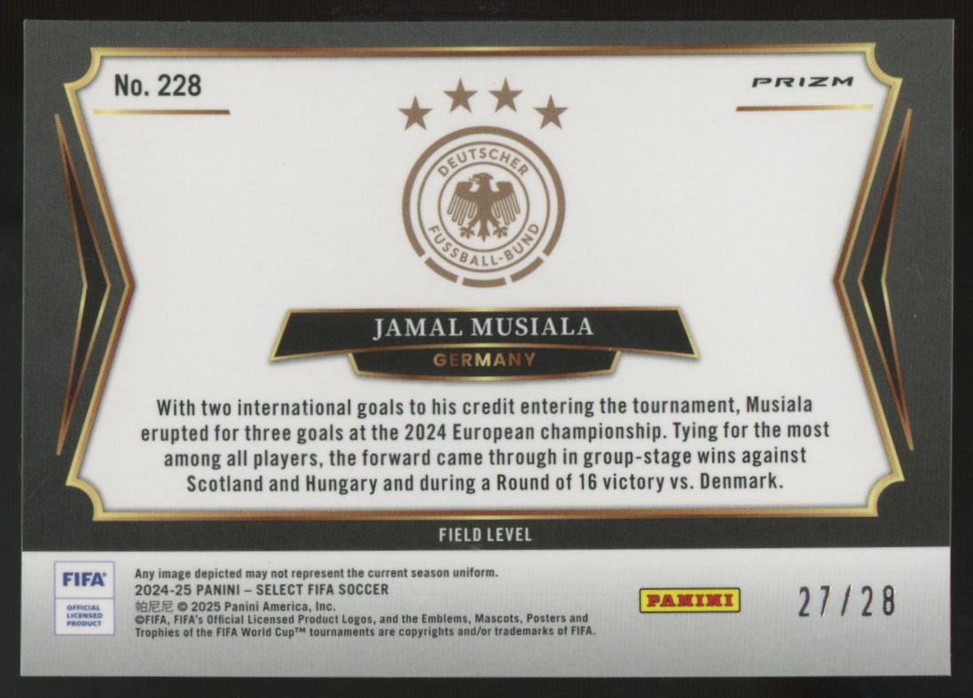 2024-25 Panini Select FIFA Jamal Musiala Field Level Jade Dragon Scale /28 #228