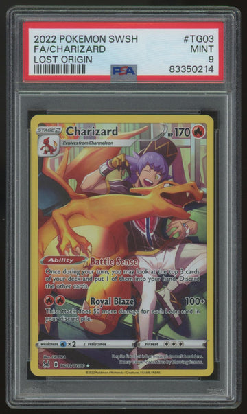 2022 Pokemon Charizard Lost Origin Full Art #TG03 PSA 9