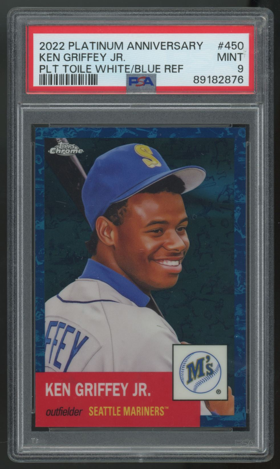 2022 Topps Chrome Platinum Ken Griffey Jr. Toile White/Blue Refractor /199 PSA 9