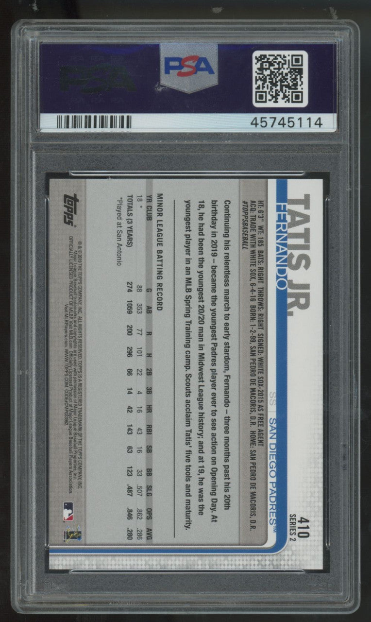 2019 Topps Complete Set Fernando Tatis Jr. RC Throwing All-Star Game #410 PSA 10