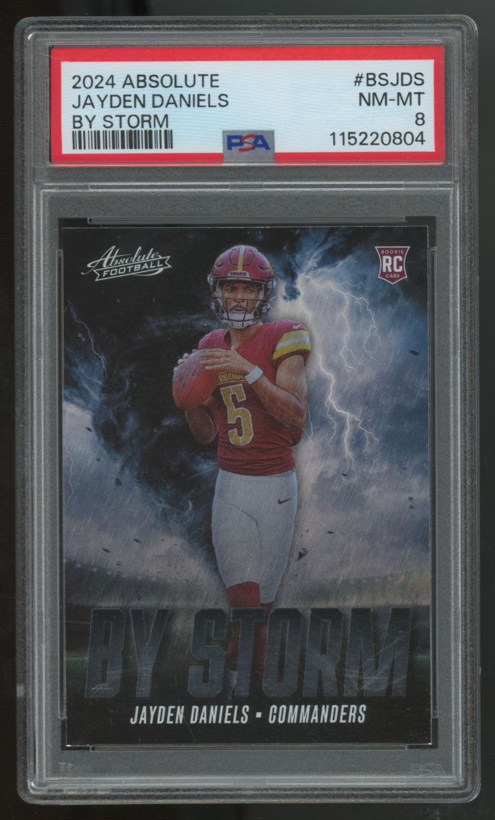 2024 Panini Absolute Jayden Daniels RC By Storm #BS-JDS PSA 8