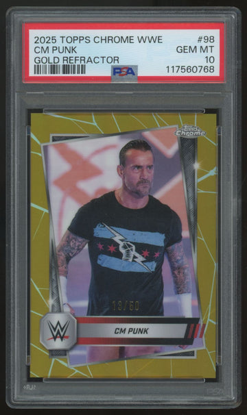 2025 Topps Chrome WWE CM Punk Gold Refractor /50 #98 PSA 10