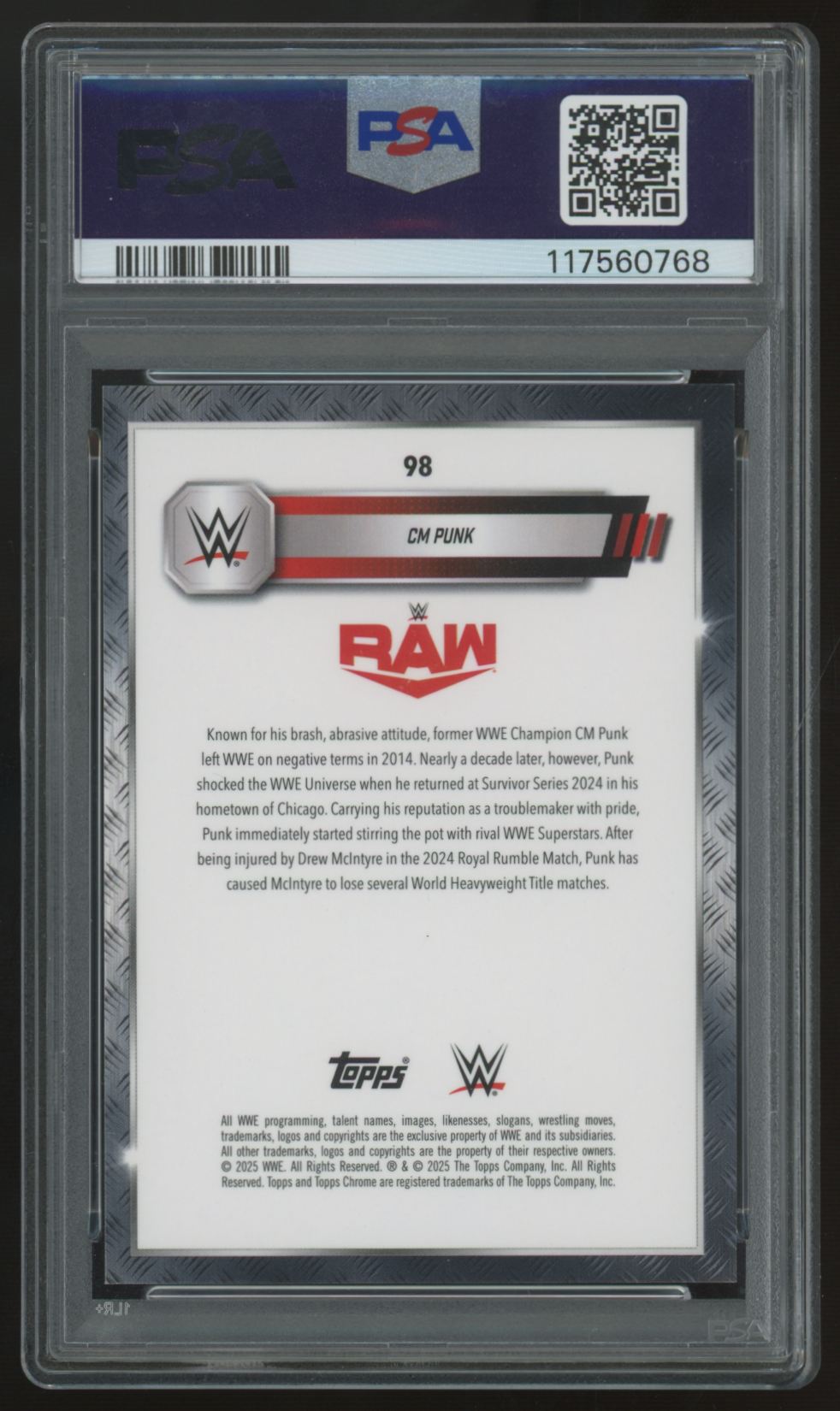 2025 Topps Chrome WWE CM Punk Gold Refractor /50 #98 PSA 10