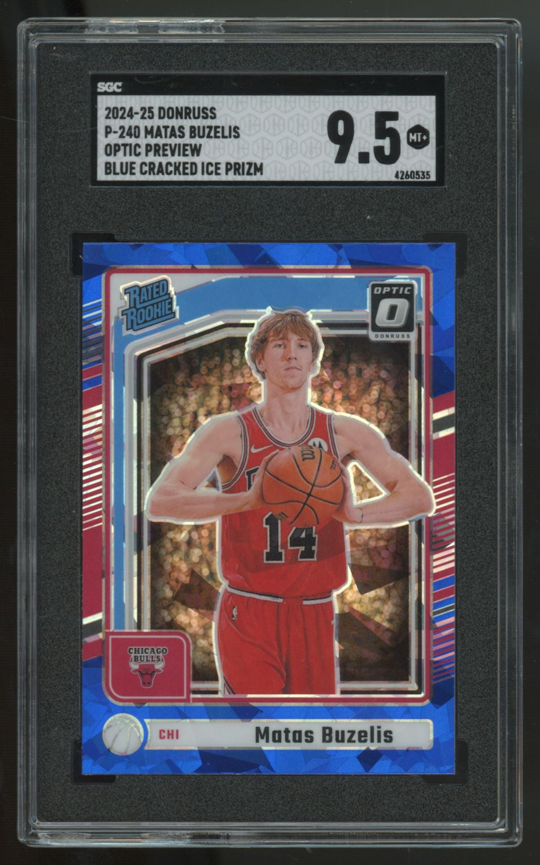 2024-25 Donruss Optic Preview Matas Buzelis RC Rated Rookie Blue Ice SGC 9.5