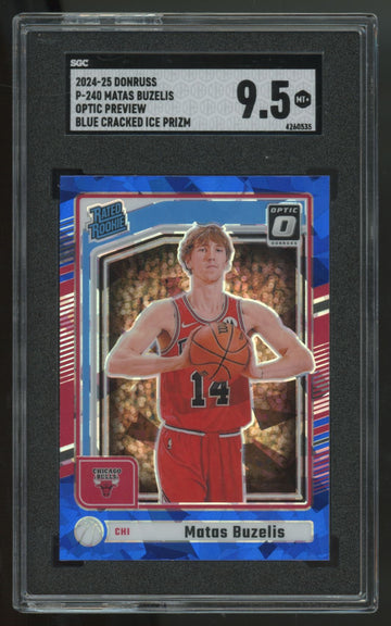 2024-25 Donruss Optic Preview Matas Buzelis RC Rated Rookie Blue Ice SGC 9.5