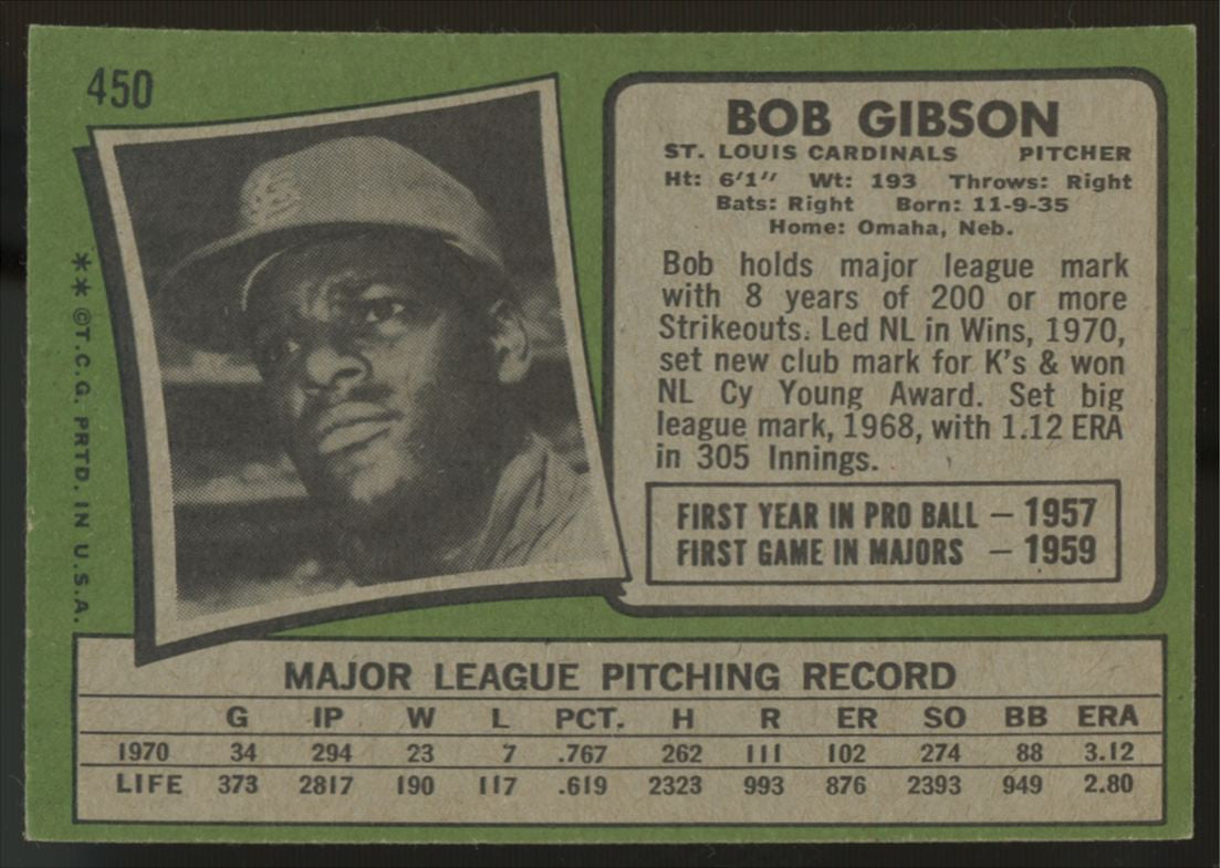 1971 Topps Bob Gibson #450 EX