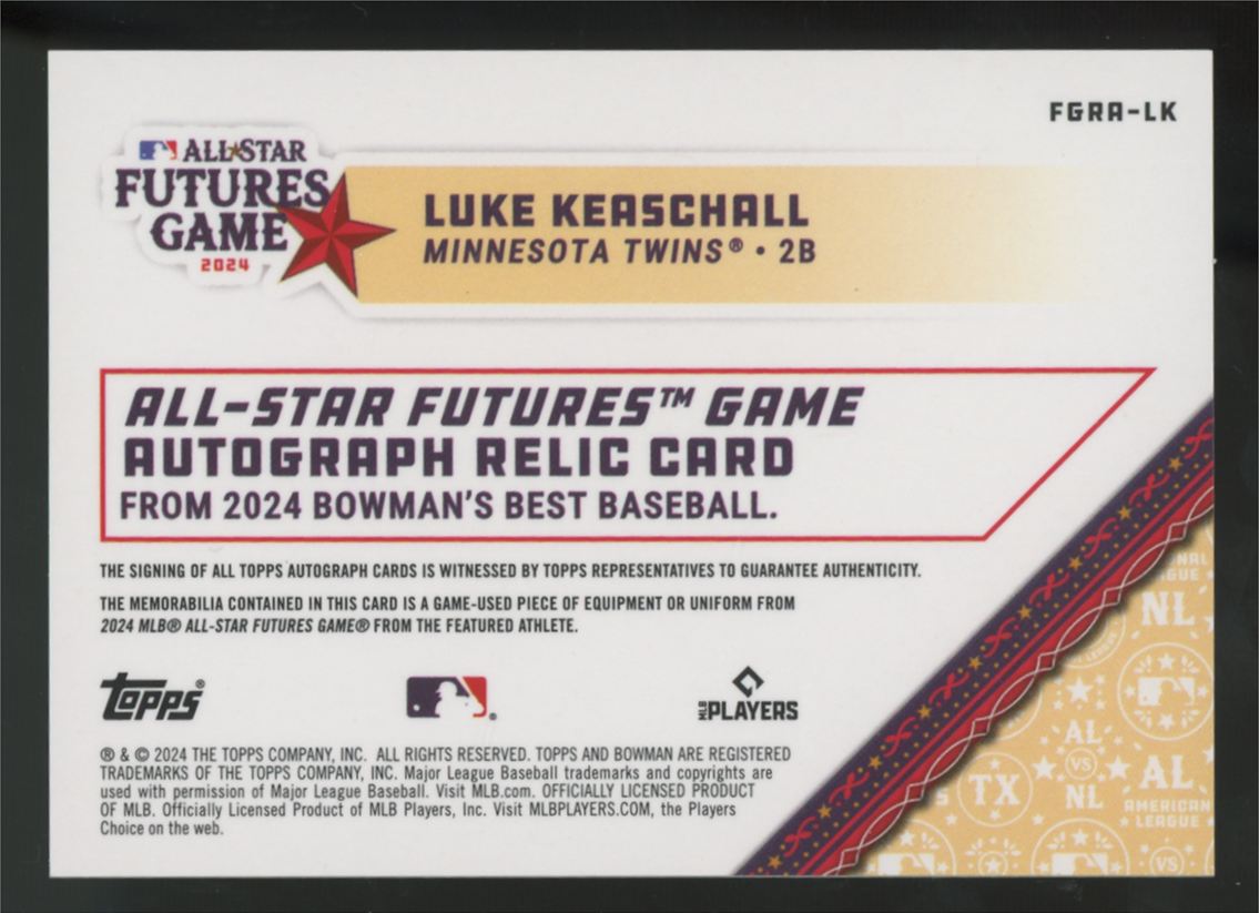 2024 Bowman's Best Luke Keaschall All Star Futures Patch Auto /500 #FGRA-LK