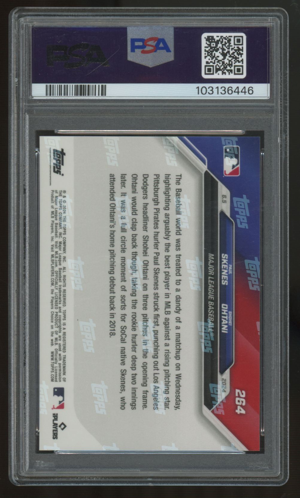 2024 Topps Now Paul Skenes/Shohei Ohtani #264 PSA 10