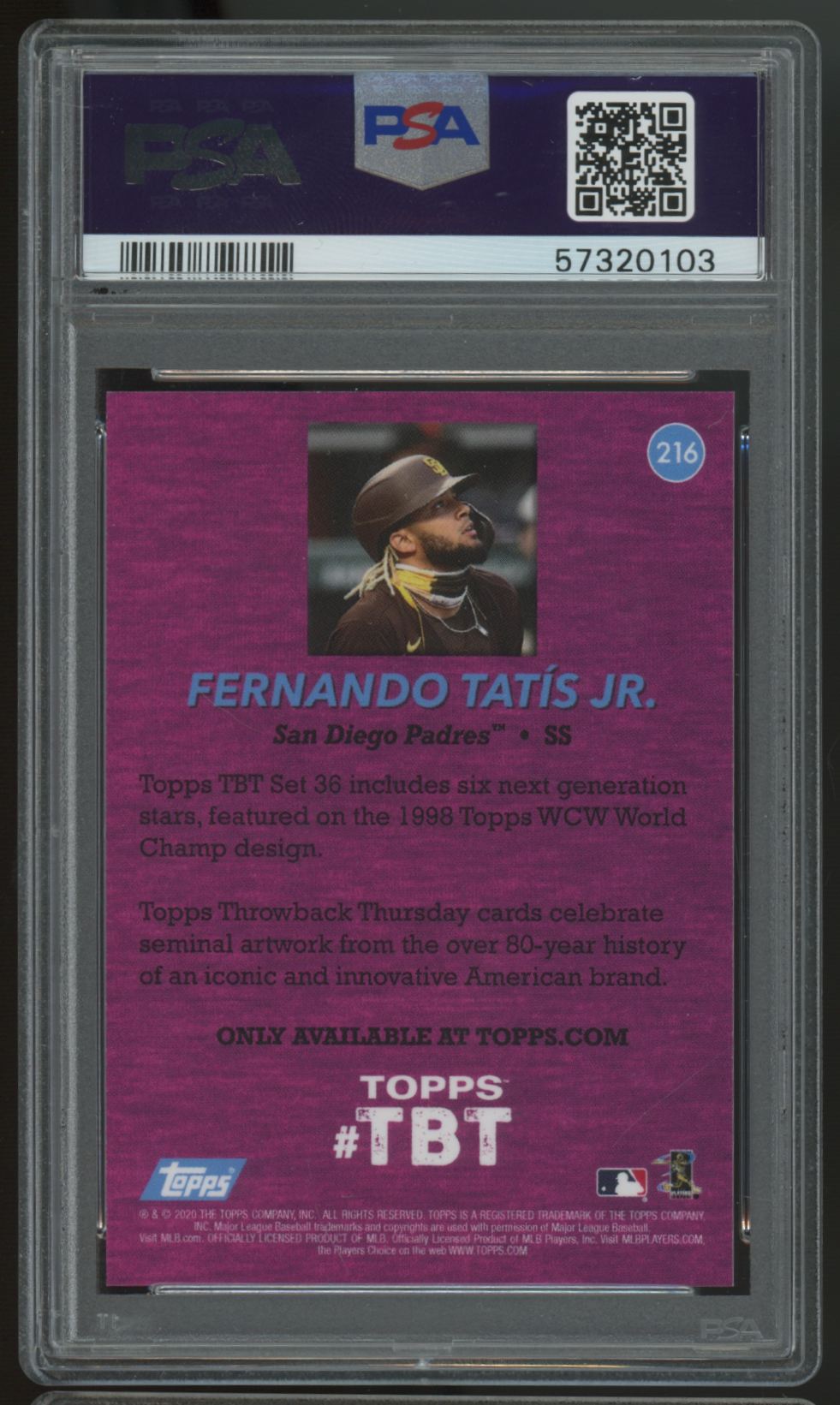 2020 Topps Fernando Tatis Jr. Next Generation Throwback Thursday #216 PSA 10