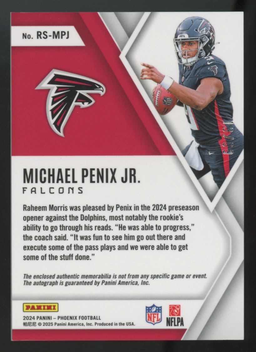 2024 Panini Phoenix Michael Penix Jr. RC Silhouettes Patch Auto RPA /99 #RS-MPJ