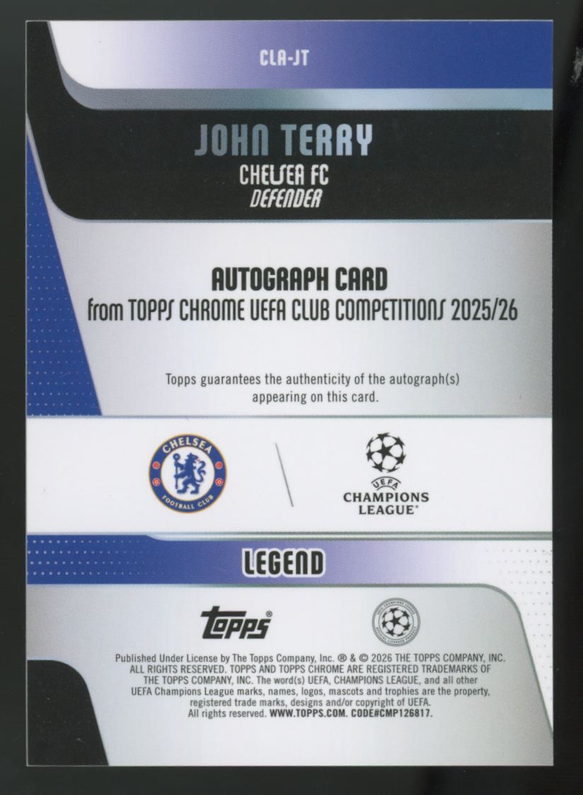 2025-26 Topps Chrome UEFA Club John Terry Purple Legend Auto /75 #CLA-JT