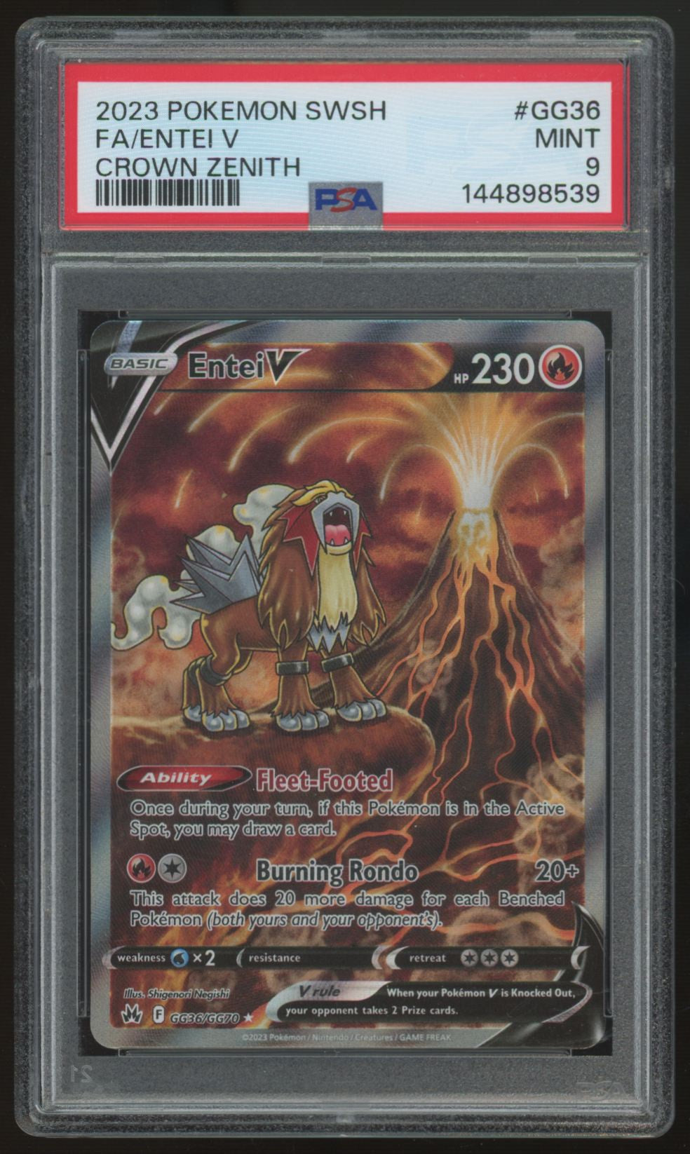 2023 Pokemon Entei V Crown Zenith Full Art #GG36 PSA 9 (C)